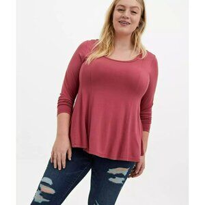 Torrid Super Soft Fit and Flare Long Sleeve Top 5 5X Antique Red Scoop Neck EUC
